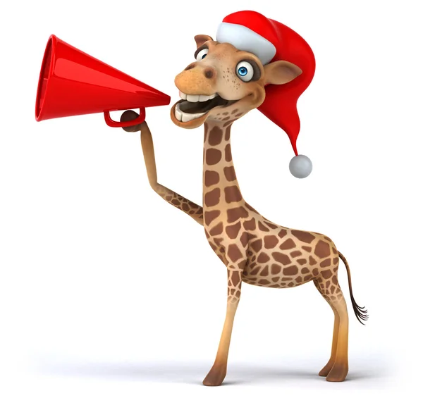 Fun giraffe with loudspeaker — Stock Photo, Image