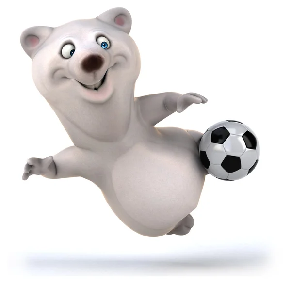 Urso divertido com bola de futebol — Fotografia de Stock