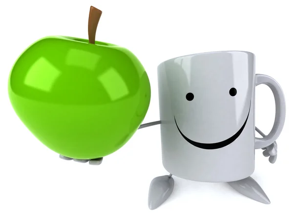 Taza divertida con una manzana — Foto de Stock