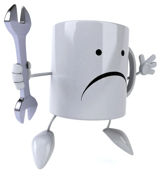 Cartoon mug with wrench — Stock Photo, Image