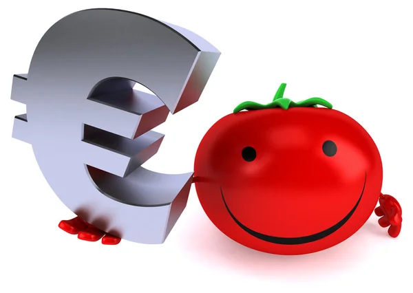 Fun tomato with euro sign — Stock Photo, Image