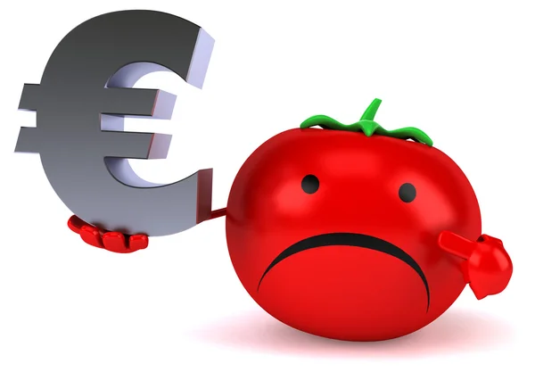 Fun tomato with euro sign — Stock Photo, Image