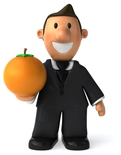 Business man with an orange — Stock Photo, Image