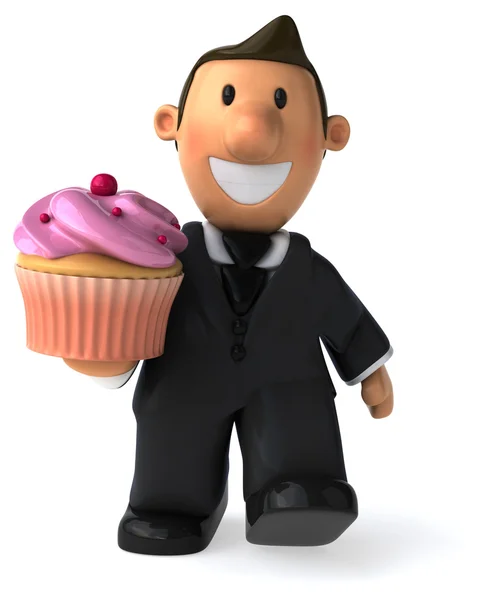 Homem de negócios com cupcake — Fotografia de Stock