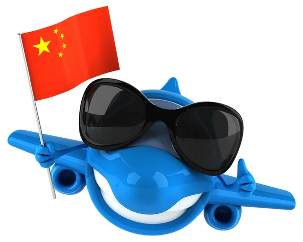 Divertido avión con bandera de China — Foto de Stock