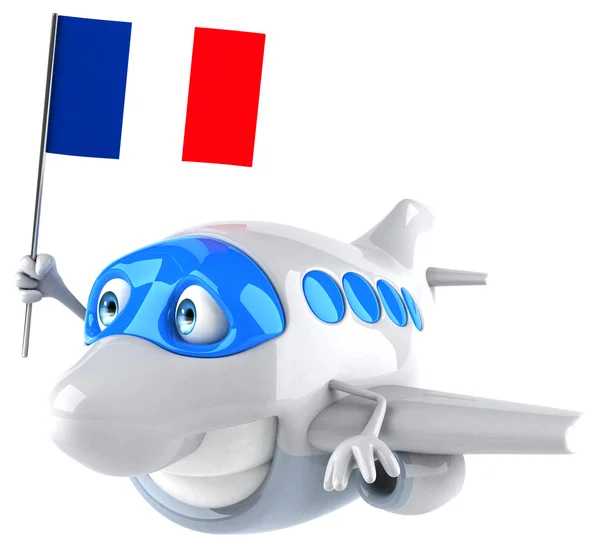 Avion amusant avec drapeau de France — Photo