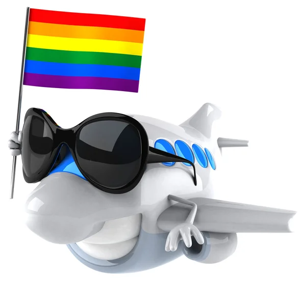 Fun plane with colorful flag — Stock Photo, Image