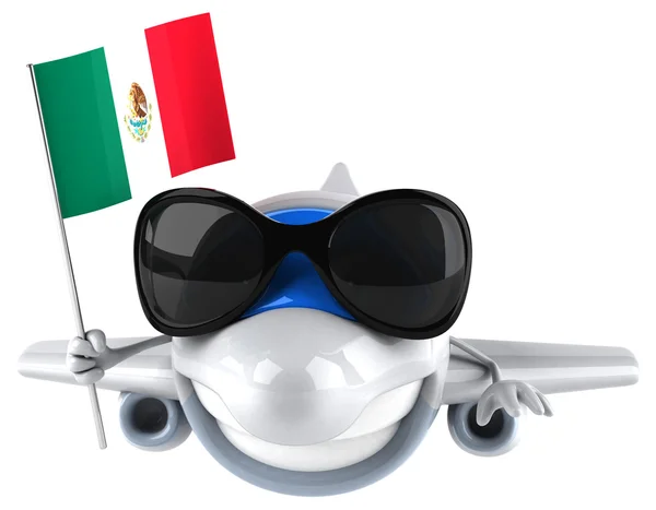 Divertido avión con bandera de México — Foto de Stock