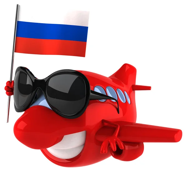 Leuke vliegtuig met vlag van Rusland러시아의 국기와 함께 비행기를 재미 있습니다 — Stockfoto