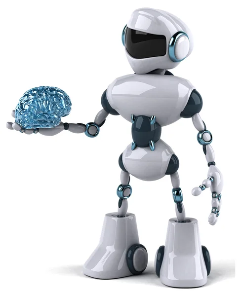 Robot holding 3D brain model — Stock Photo, Image