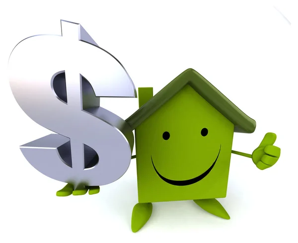 Green house con simbolo dollaro — Foto Stock