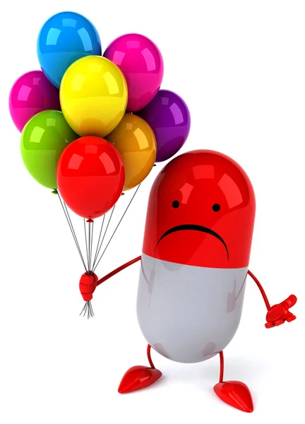 Cartoon-Pille mit Luftballons — Stockfoto