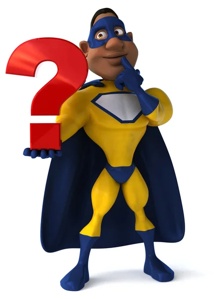 A superhero with a question mark — Stock Photo, Image