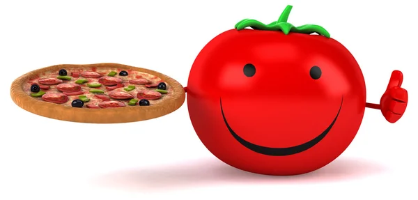 Kreskówka pomidor z pizzy — Zdjęcie stockowe
