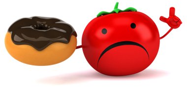 Domates donut ile gösteren resim