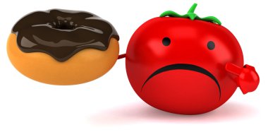 Domates donut ile gösteren resim
