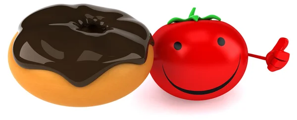 Illustration von Tomate mit Donut — Stockfoto