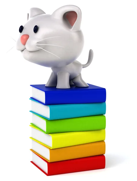 Rolig katt på högen av böcker — Stockfoto