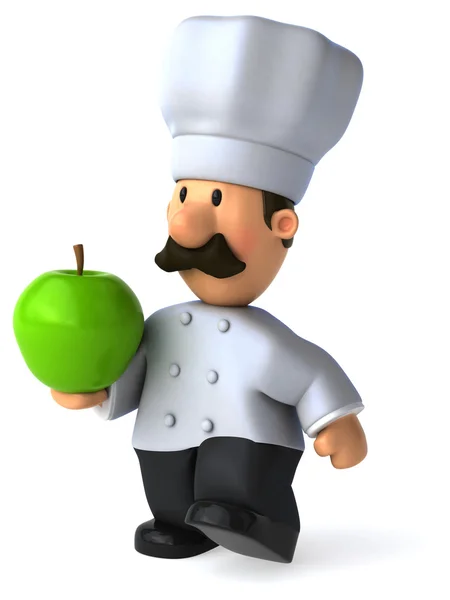 Fun Chef with green apple — Stock Photo, Image