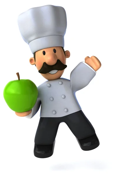 Fun Chef with green apple — Stock Photo, Image