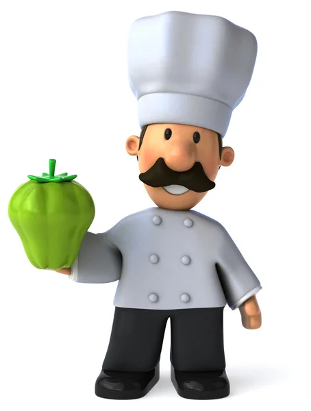 Chef with green pepper — Stock Photo, Image