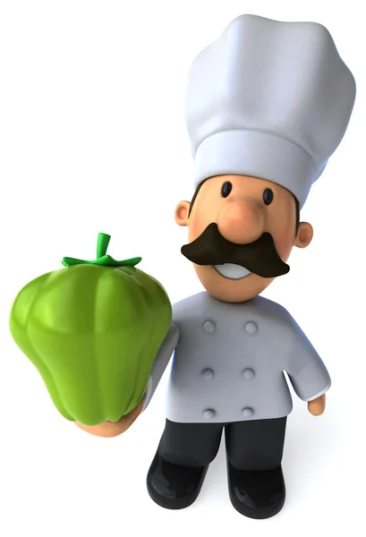 Chef with green pepper — Stock Photo, Image