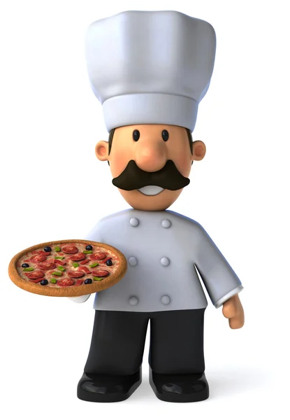 Şef pizza ile eğlenceli — Stok fotoğraf