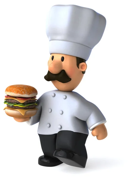 Chef divertido com hambúrguer — Fotografia de Stock