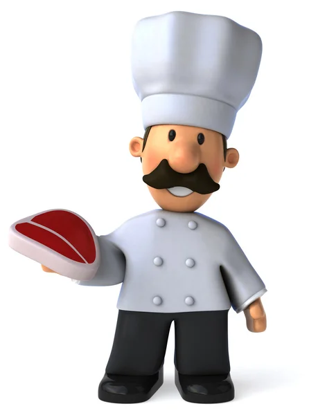 Cartoon Chef with steak in hand — Stock Photo, Image