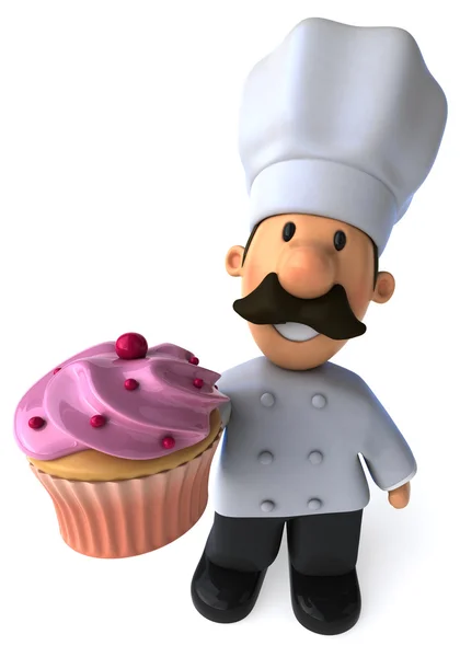 Koch mit Cupcake — Stockfoto