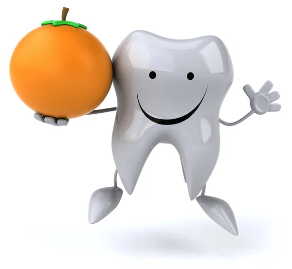 Zábavné zub s oranžová — Stock fotografie