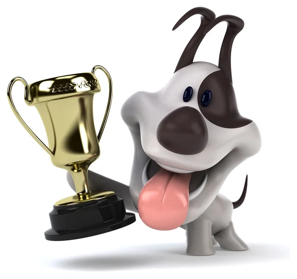 Cão divertido com troféu — Fotografia de Stock