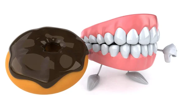 Leuke tanden met donut — Stockfoto