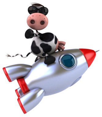 Güneş gözlüğü roket üzerinde eğlenceli inek