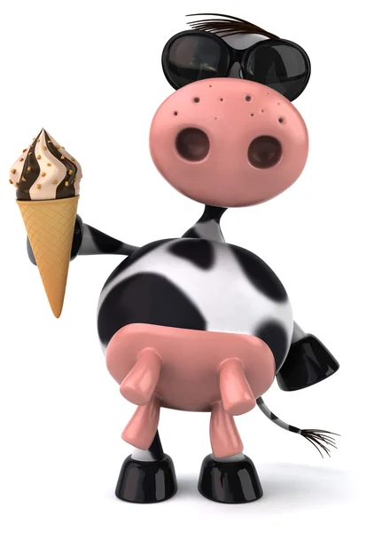 Fun cow with ice cream — Stock Photo, Image