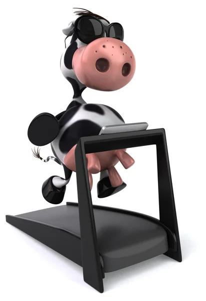 Fun cow on treadmill — Stock Photo, Image