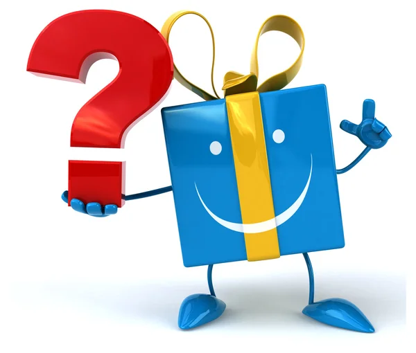 Fun gift with question mark — Stock Photo, Image