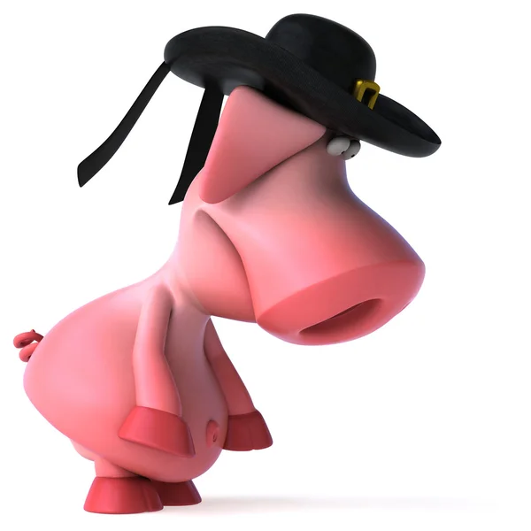 Rolig gris i hatt — Stockfoto