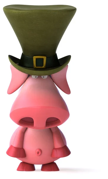 Cochon amusant en chapeau vert — Photo