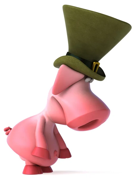 Cerdo divertido con sombrero verde — Foto de Stock