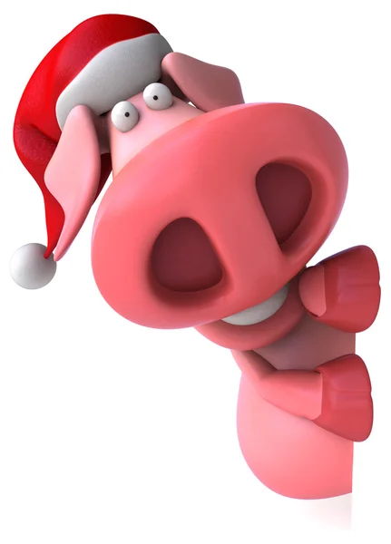 Lustiges Schwein mit Weihnachtsmütze — Stockfoto