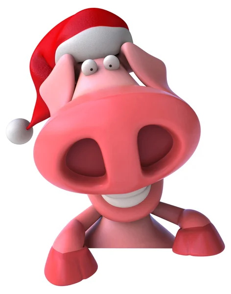 Lustiges Schwein mit Weihnachtsmütze — Stockfoto