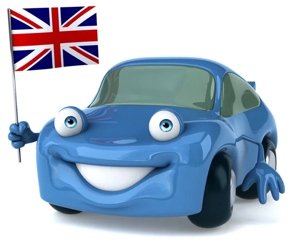 Fun auto met vlag — Stockfoto