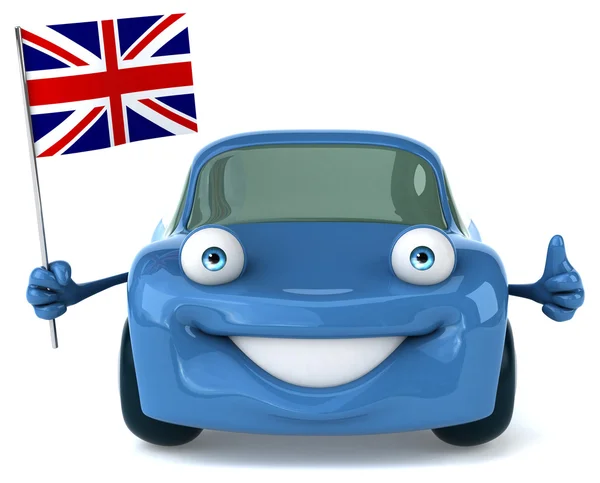 Fun auto met vlag — Stockfoto