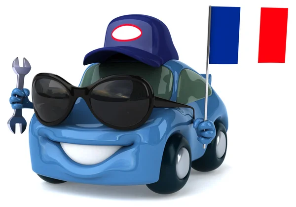 Zábavné auto s vlajkou Francie — Stock fotografie