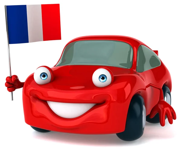 Divertido coche con bandera de Francia — Foto de Stock