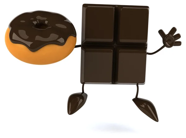 Barre de chocolat dessin animé avec beignet — Photo