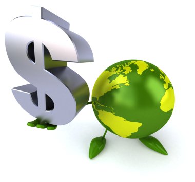 Dolar işareti olan yeşil dünya