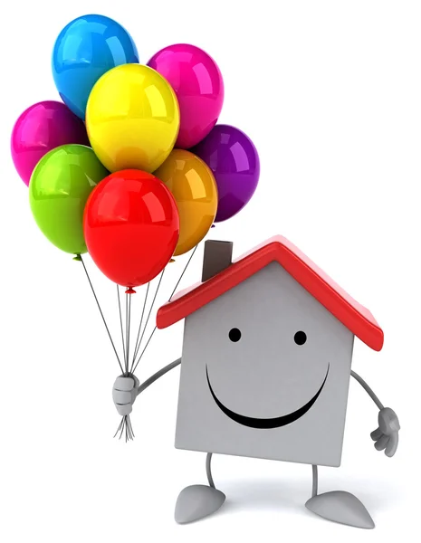 Leuk huis met ballonnen — Stockfoto