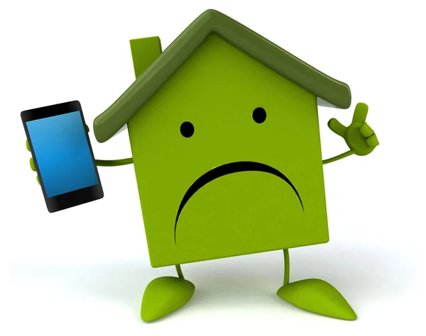 Cartoon house con cellulare — Foto Stock